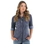 2 Textured Denim Style Overdyed Shirt - Steel Blue XL