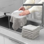 3 5 10PCS Bamboo Charcoal Dishcloth Degreasing Dishcloth Housework Washing Microfiber Absorbent And Exquisite Pad Kitchen Dishcl