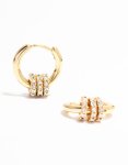 Goldair Gold Plated Diamante MINI Baguette Pave Huggie Earrings