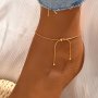 18K Gold Plated Adjustable Slider Anklet Stainless Steel Snake Chain Classic Retro & Bohemian Style Foot Jewelry For Women