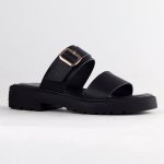 Ida Slip In 2 Leather Strap Sandal - Black - 8
