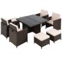 8 Seater Rattan Cube Garden Furniture Set Rattan Dining Set With Cushions Outdoor Dining Table And Chairs With 4 Armchairs 4 Stools Square Glass