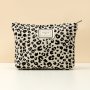 Stylish Creamy White Leopard Print Makeup Bag - Spacious And Organized Cosmetic Storage