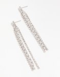 Silver Diamante Cupchain Drop Earrings