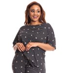 Donnay Plus Size Heart Spot Drop Shoulder Nightwear Top - Black