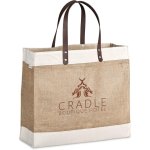 Reza Jute & Cotton Tote With Leather Handles