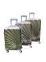 Smte 3 Piece Hard Outer Shell Lightweight Spiral Metallic Luggage Set Brown With Keychain