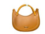 Whipstitch Crescent Hobo Bag- Brown