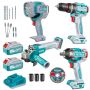 Total Tools - Cordless Impact Drill Impact Wrench Angle Grinder & Lamp