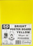 A4 Bright Poster Board - Yellow 160 GSM 50 Sheets