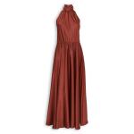 Red Highneck Satin Maxi Dress