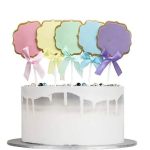 25 Pcs Writable Pastel-glitter Colored Cake Toppers With Ribbons Paper Cupcake Toppers Cake Decorations For Wedding Baby Shower