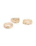 Goldair Gold Hammered Organic Rings 3-PACK - M l