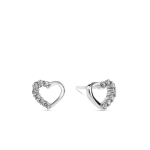 Sterling Silver Cubic Zirconia Open Heart Stud Earrings