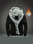 Men's Casual Warm Fleece Hooded Coat Warm Thick Zip Up Hoodie For Fall Winter