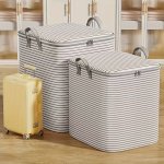 1PC Large Capacity Foldable Storage Bag Set Reinforced Handle Blanket & Clothes Organizer With Lid Non-woven Closet Organization