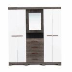 Modern 5-DOOR Wardrobe With Mirror White & Oak- MW797