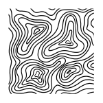 Black Contour Lines Art Print