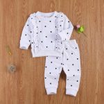 Polka Side Ruffle 2 Piece Set White 12-18M
