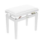 Rubiqube : Wooden Piano Bench With Height Adjust : White