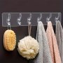 1PC Acrylic Transparent Row Hook Self-adhesive Hanging Hook 6-HOOK Traceless Wall Rack Hanging Clothes Towels Keys Miscellaneous Items Used For Kitchen Bedroom Bathroom Living Room