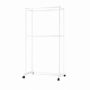 2-TIER Double Rods Garment Rack With Wheels Trending Coat Rack - White