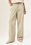 Straight Twill Trousers - Light Green-beige