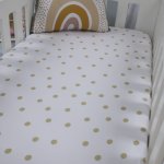 Cot Fitted Sheet Gold Dots On White