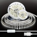 Hbowmdjia Usb-powered White LED Strip Lights With Easy On off Switch - Perfect For Tv Backlighting Bedroom & Living Room Decor H