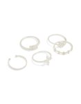 Silver Plated Cubic Zirconia Leafy Mixed Rings 5-PACK - M l