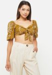 Tie Front Sizzle Crop - Brown