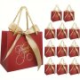 24PCS Red Thank You Gift Bags With Handles 5.5 4.7 2.5INCH Golden Foil Thank You Small Paper Bags Bulk With Golden Bow Ribbon For Wedding