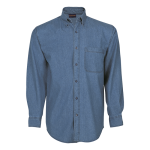 Mens Denim Shirt Short Sleeve Lo-den Mid-blue 3XL