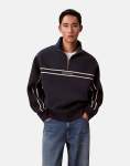 Calvin Klein Cotton Spacer Stripe Rib Quarter Zip - XXL Blue