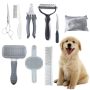 Pet Grooming Tools Kit For Dogs And Cats 8-IN-ONE Home Pet Grooming Set Includes Safety Scissors Set Hair Removal Brush Nail Clipper And File