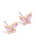 Goldair Gold Plated Pink Diamante Butterfly Stud Earrings