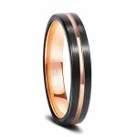 Greenpod 4MM Rose Gold Plated Wedding Bands For Women Flat Grooved Tungsten Carbide Rings For Ladies Brushed Finish Comfort Fit