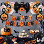 Halloween Balloon Party Banner Decoration Set-bat Pumpkin