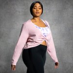 Plus Size Front Twist Active Tee - Soft Pink
