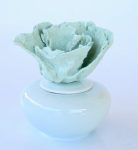 Pale Blue Ceramic Pot With Coral Lid 26X20X22CM