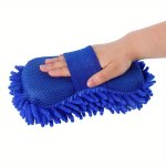 Chenille Microfiber Car Wash Brush Sponge - Soft Motorcycle And Car Body Cleaning Applicator Water Absorption Detailing Sponge B