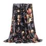 Ladies Scarf/shawl Floral With Bronzing - Black