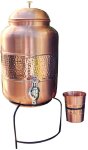 Two-tone Copper Water Dispenser With Cup & Stand