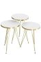 Luxurious Modern 3 Piece Round Nesting Side/end Table Set With Metal Legs - White & Gold