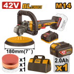 Ingco - Cordless Polisher 42V - 180MM With Battery Charger & Asstd Pads