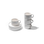- Flat Stackable Cup & Saucer Choose From 4 Colours - White