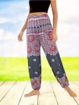 Plus Size Geo Print Pants Casual Elastic Waist Pants For Spring Women's Plus Size Clothing
