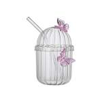 Butterfly Design 400ML Tumbler With Lid Clear