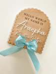 Scalloped Birth Announcement Plaque Blue