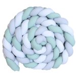 Cot Bumper Braided 3 Strand Sage Green White And Grey